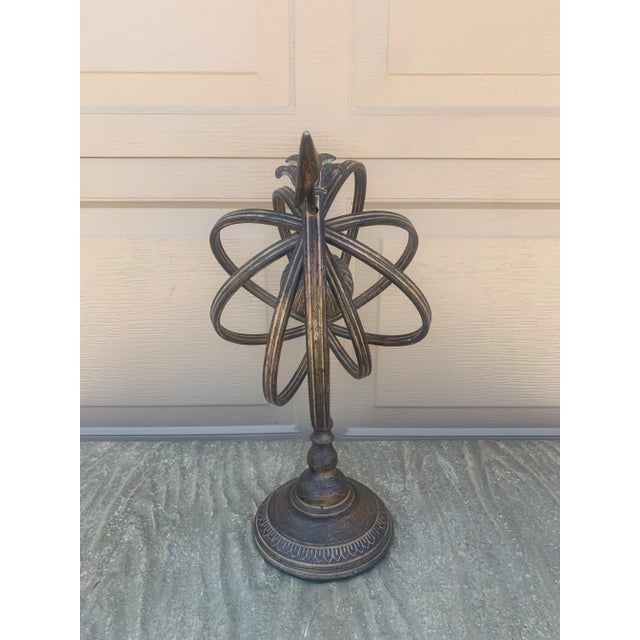 Brown Vintage Iron Armillary Sphere Sundial Garden Ornament, English Estate Outdoor Decor For Sale - Image 8 of 10