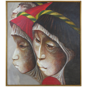 Mexican Artist Mario Lopez Cano Oil Painting on Canvas