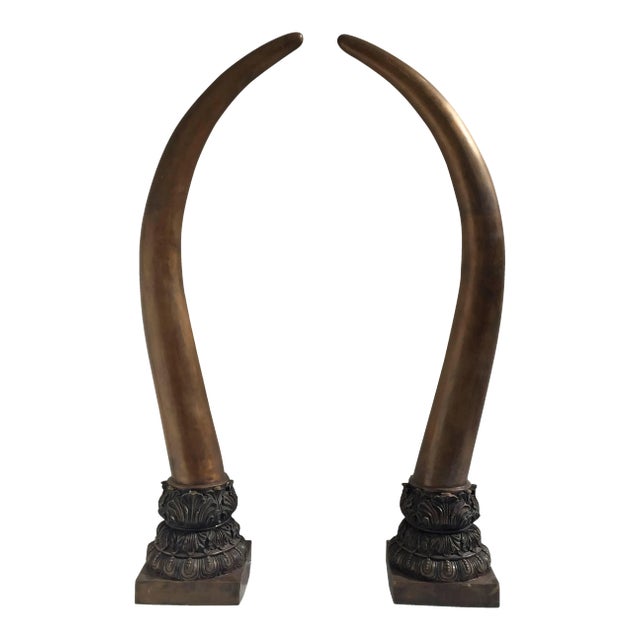 Bronze Faux Elephant Tusks - a Pair For Sale
