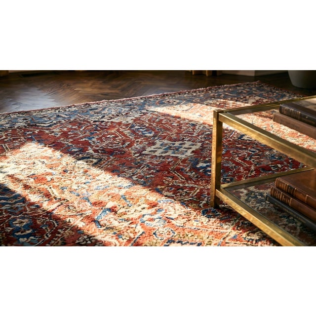 Captivating Red-Raspebery Field With Classic Geometric Desing Antique Persian Sultanabad Rug For Sale - Image 9 of 9