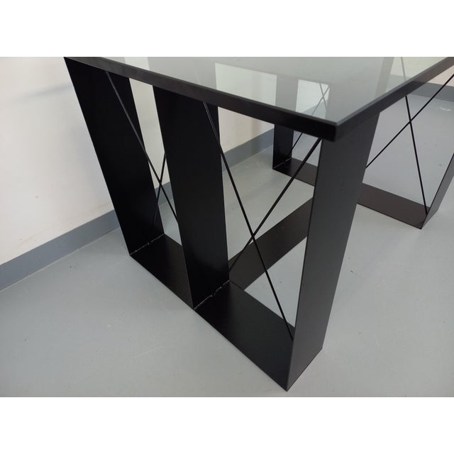 Vintage Rectangular High Table in Glass and Black Metal, 1980s For Sale - Image 10 of 18
