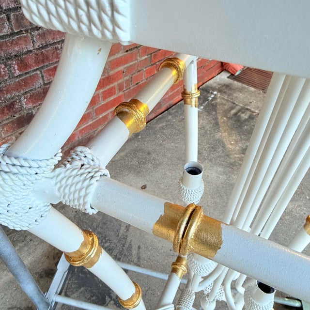 Vintage Palm Beach Regency Parcel Gilt Faux Bamboo Lantern Chandelier Curated and Newly Painted by Turtle and Crane For Sale - Image 10 of 11