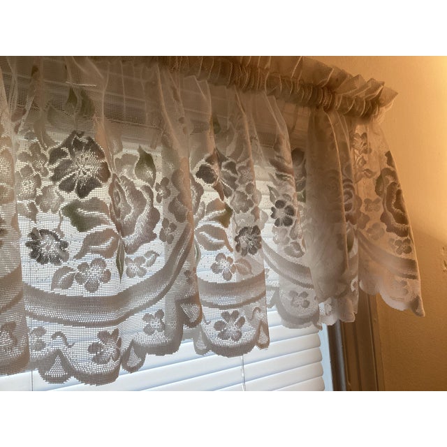 Antique White Four Vintage Lace Valances For Sale - Image 8 of 16