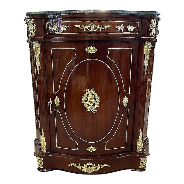 1980s French Louis XV Style Marble Cabinet For Sale