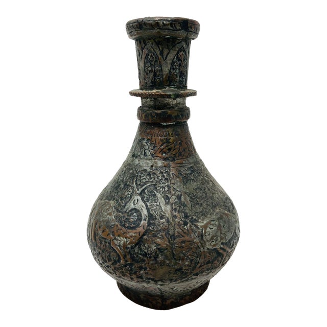 19th Century Tinned Copper Indo-Persian Islamic Vase For Sale