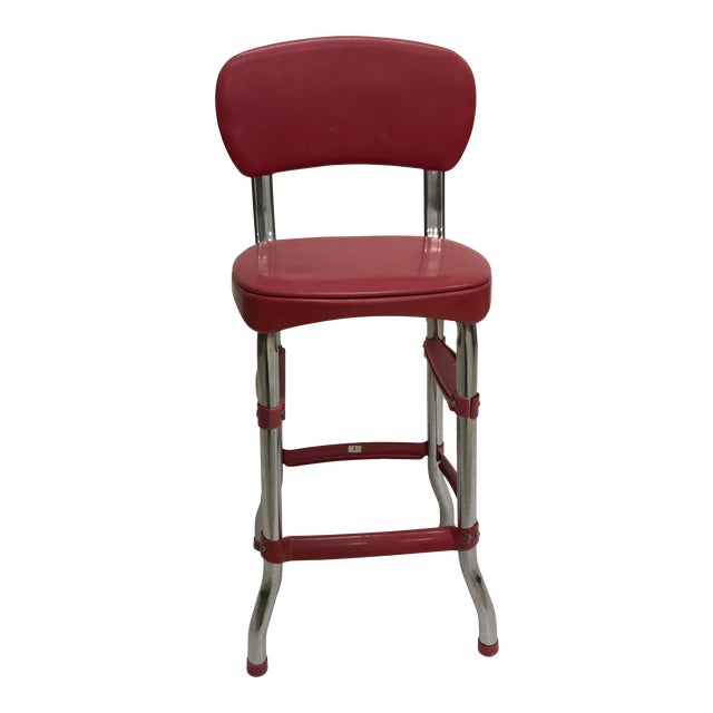 Vintage Industrial Red Metal Bar Stool by Stool Chairish