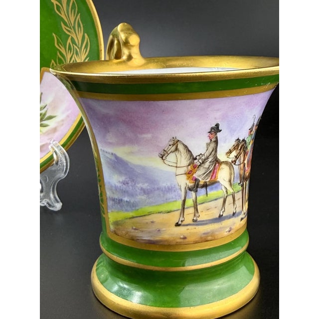 Antique French Hand-Painted Porcelain Cup and Saucer from Befos, 1800s, Set of 2 For Sale - Image 5 of 11