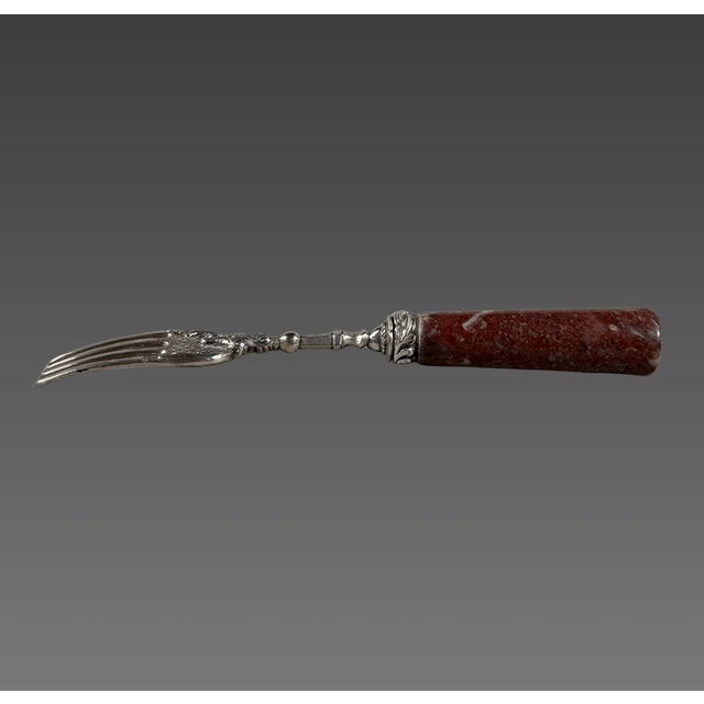 Antique Silver and Porphyry Fork, 1500s For Sale - Image 5 of 6