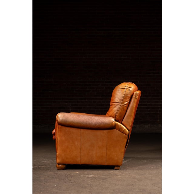 Vintage Tufted Leather Lounge Chair and Ottoman in Red For Sale - Image 10 of 12