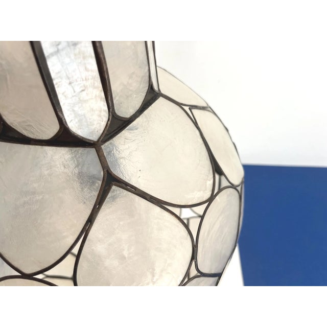 Feldman Capiz Shell Floral Pendant Light, 1960s For Sale - Image 9 of 18