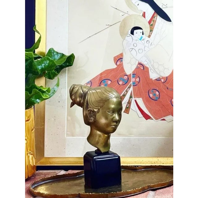 Asian Vintage Brass Bust of a Laotian Woman For Sale - Image 3 of 12