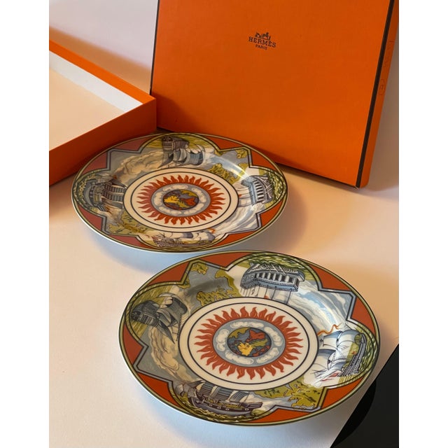 Hermès Hermes Pair of Patchwork Alizés Plates For Sale - Image 4 of 7