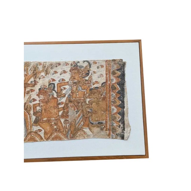 Bali Hindu Textile Framed 'Kamasan' Painting, Indonesia C. 1950 For Sale - Image 14 of 16