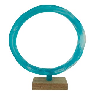 Made Goods Modern Aqua Swirl Resin Eldoris Sculpture For Sale