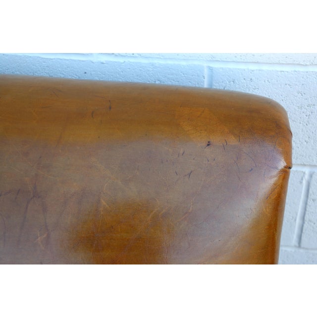 Animal Skin Vintage 1990s Hancock & Moore Brown Leather Sofa – Classic Rolled Arm, Nailhead Trim For Sale - Image 7 of 18