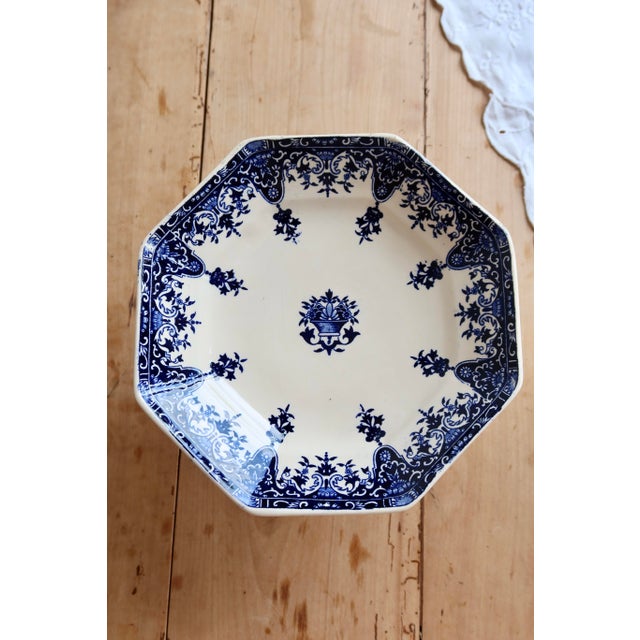 Ceramic 19th Century Ironstone Compote Dish with Rouen Pattern from Longchamp For Sale - Image 7 of 9