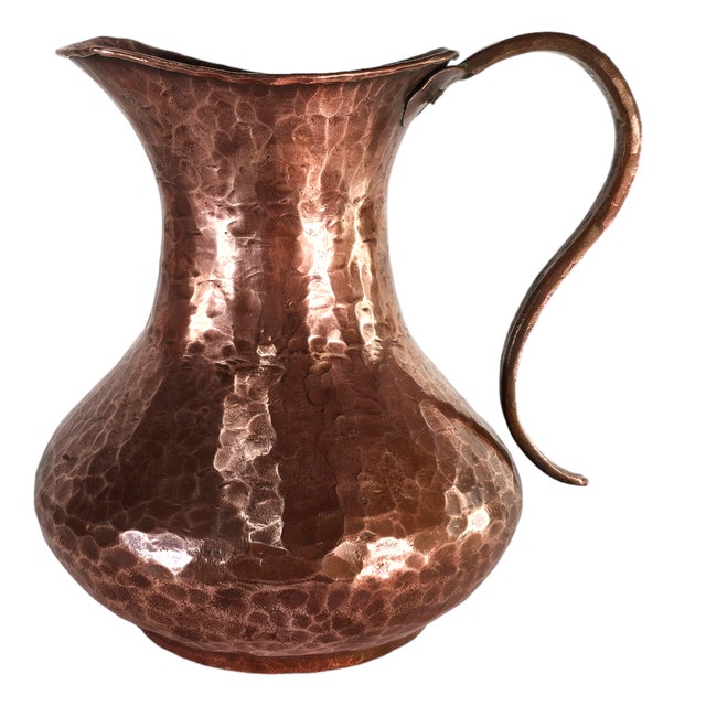 Hammered Copper Pitcher Middle Eastern For Sale - Image 4 of 11