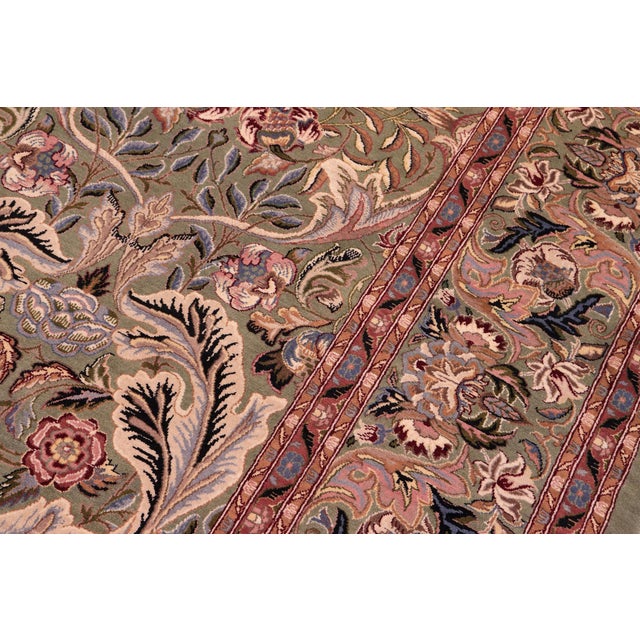 1990s Shabby Chic Pak-Persian Green/Rust Wool Rug - 9'0'' X 12'0'' For Sale - Image 5 of 9