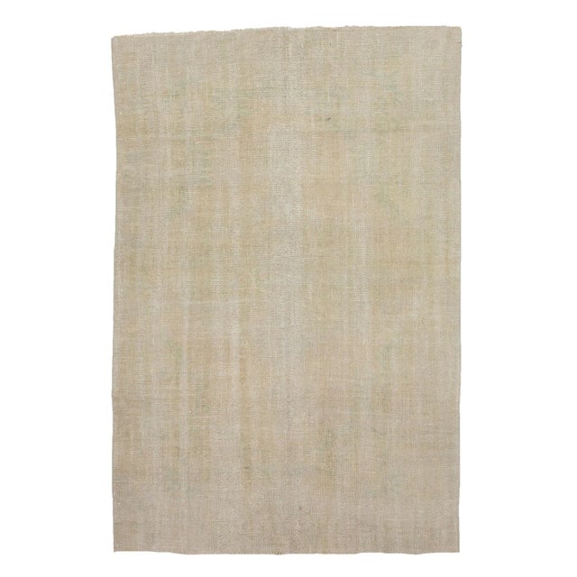 Textile 1960s Vintage Washed Out Modern Rug- 5′7″ × 8′5″ For Sale - Image 7 of 7