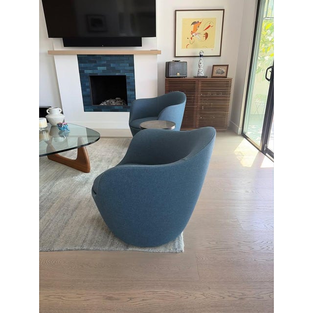 Metal DWR Lina Swivel Chairs X2 / Made in Italy / Dark Navy For Sale - Image 7 of 9