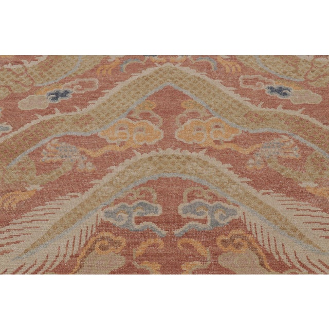 Rug & Kilim’s Distressed Dragon Rug, Rust and Gold With Dramatic Pictorials For Sale In New York - Image 6 of 8