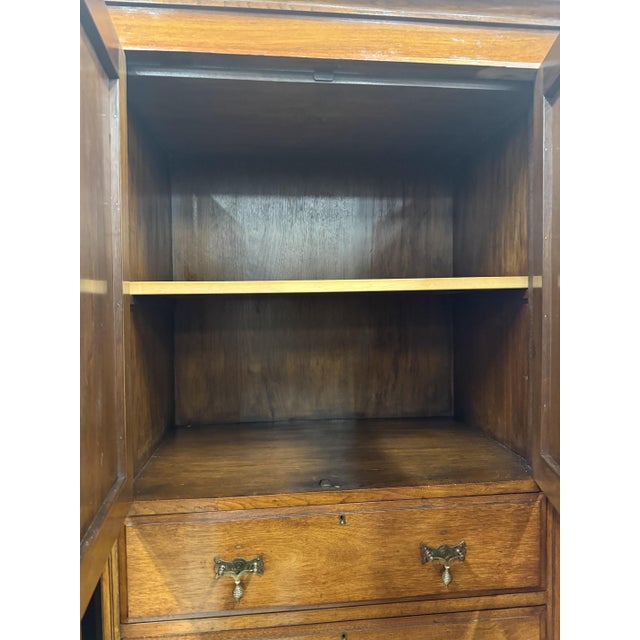 Brown Antique Edwardian Walnut Compact Combination Wardrobe, 1900s For Sale - Image 8 of 9