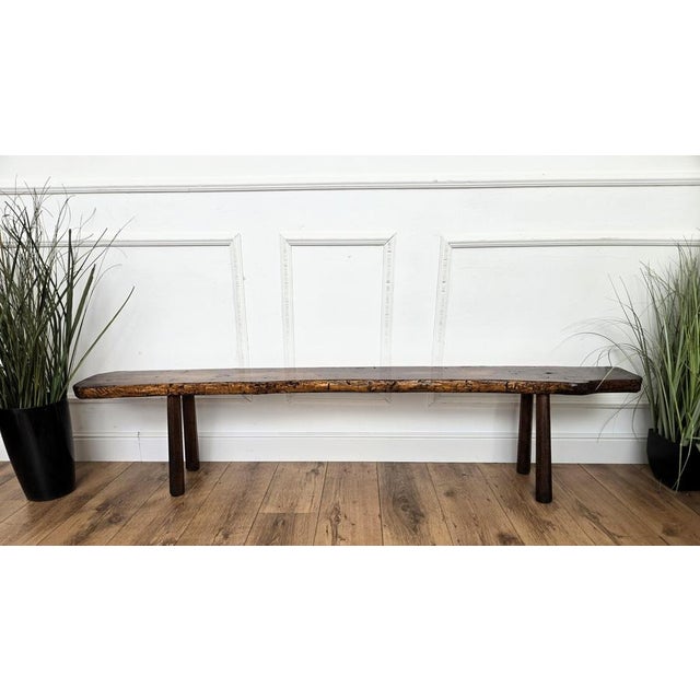 Rustic Antique Italian Wooden Bench, 1890s For Sale - Image 3 of 8