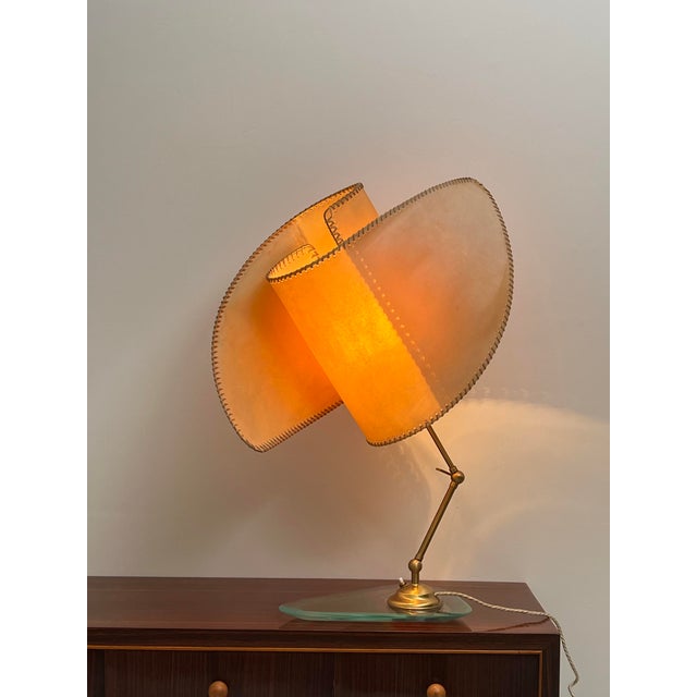 Mid-Century Modern Table Lamp in Glass and Vellum, 1960s For Sale - Image 3 of 7