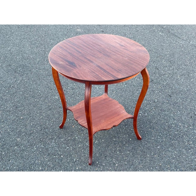 Wood Antique Queen Ann Two-Tier Occasional Round Side Table For Sale - Image 7 of 7