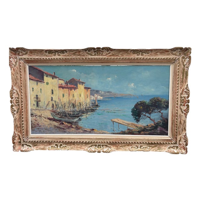 Eugene Delestre, A View of the Port, 1890s-1910s, Oil on Canvas, Framed For Sale