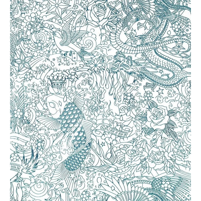 Contemporary Sample - Jean Paul Gaultier for The House of Scalamandré Horimono Wallcovering, Canard For Sale - Image 3 of 3