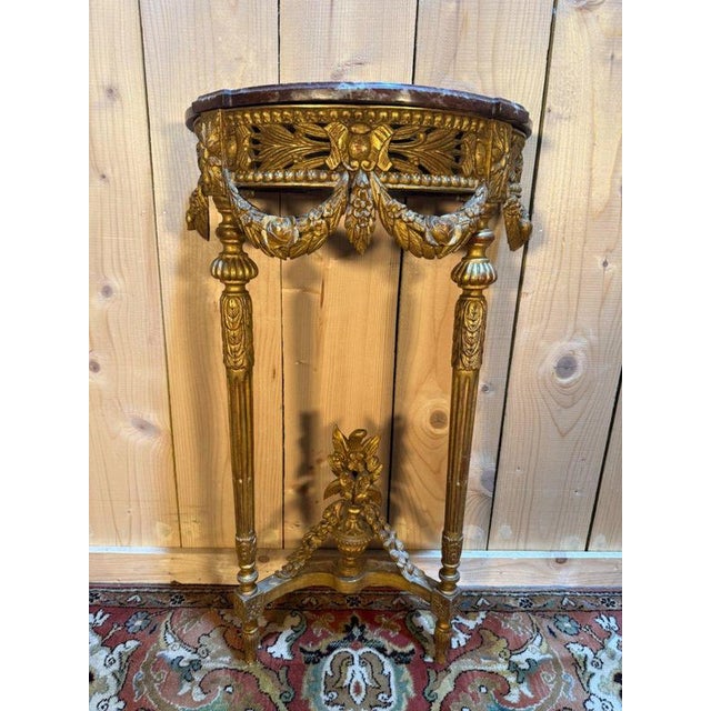 Louis XVI Style Console in Gilded and Carved Wood For Sale - Image 3 of 13