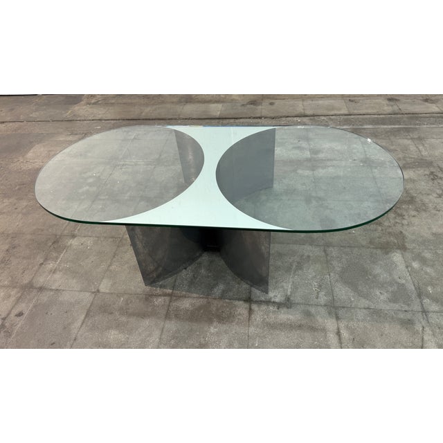 Italian Mid-Century Modern Glass and Metal Coffee Table by G Raimondi, 1970s For Sale - Image 4 of 9