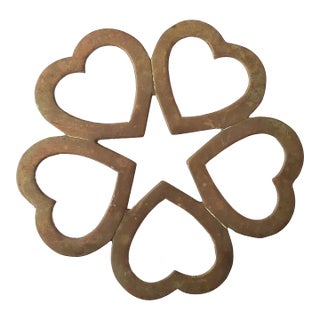 Brass Heart Star Trivet For Sale