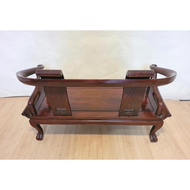 Chinese Carved Wooden Bench Seat, Late 19th Century For Sale - Image 6 of 18