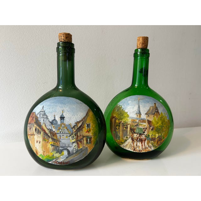 Mid Century Hand Painted 'Bocksbeutel' of Franconian Wine Bottles (Frankenwein) 1957 For Sale In Miami - Image 6 of 12