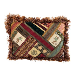 Monkeys & Frog Patchwork Ornamental Down Filled Accent Pillow For Sale