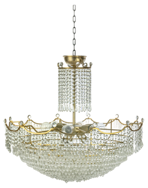 Vintage Crystal Drops Chandelier, Italy, 1970s