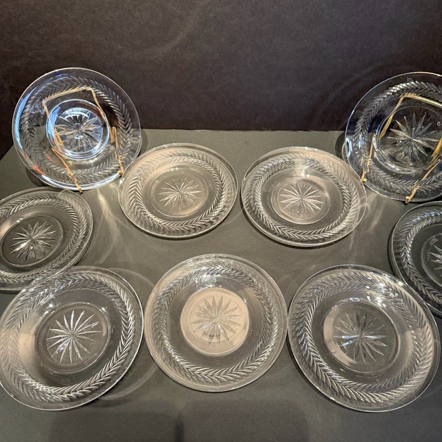 Late 19th Century Vintage Clear Cut Crystal Fruit Plate Set- 9 Pieces For Sale - Image 5 of 17