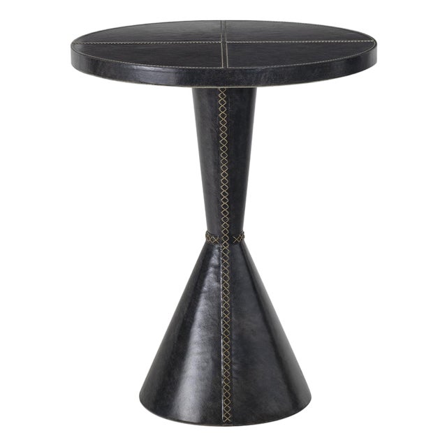 Gabe Leather Accent Table, Black For Sale