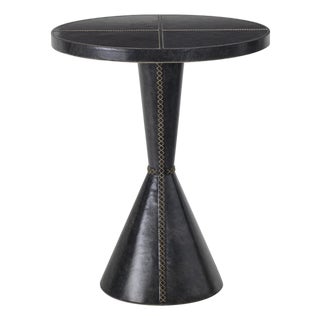Regina Andrew Gabe Leather Accent Table, Black For Sale