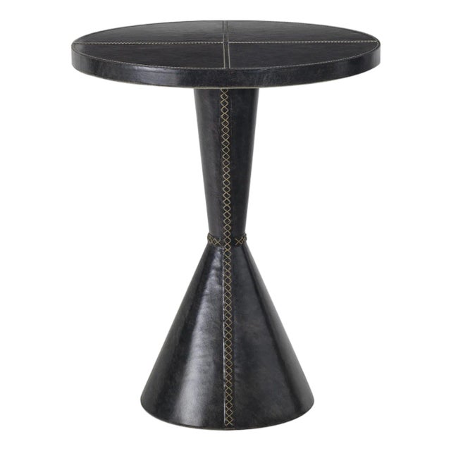 Regina Andrew Gabe Leather Accent Table, Black For Sale