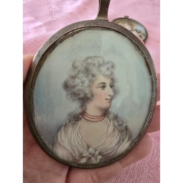 Antique Miniature Painting Set of Three Courtesans - Set of 3 For Sale - Image 4 of 12