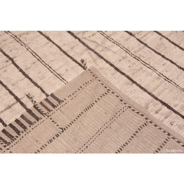 Ivory Nazmiyal Collection Large Minimalist Striped Modern Rug For Sale - Image 8 of 8