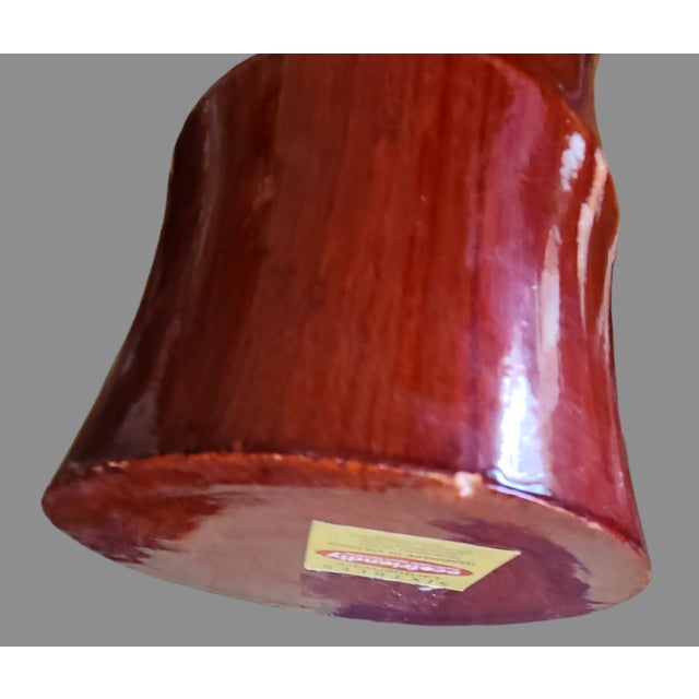 Mid-Century Modern Real Bamboo Tall Vase Lacquered Red Enamel For Sale - Image 9 of 10