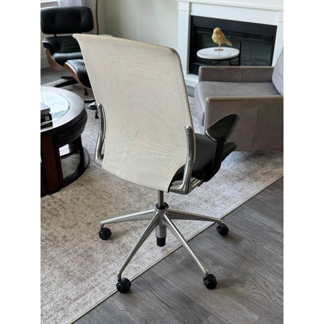 Textile Vitra Meda Swivel Leather & Mesh Chair For Sale - Image 7 of 7