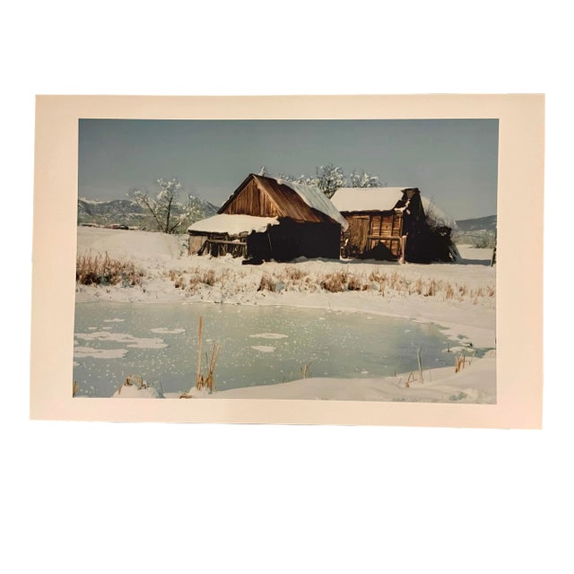 Gleb Derujinsky "Winter House on Pond" Contemporary Landscape Photograph Print For Sale