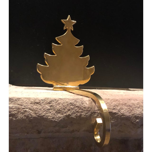 Vintage Christmas Holiday Tree Brass Stocking Hanger Chairish
