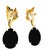 Metal 1990s Pair of Italian 18k Gold Onyx and Diamond Drop Statement Earrings For Sale - Image 7 of 11