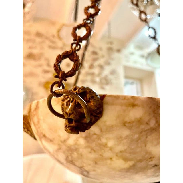 Large Art Deco Marble Pendant with Bronze Structure, France, 1920 For Sale - Image 3 of 11